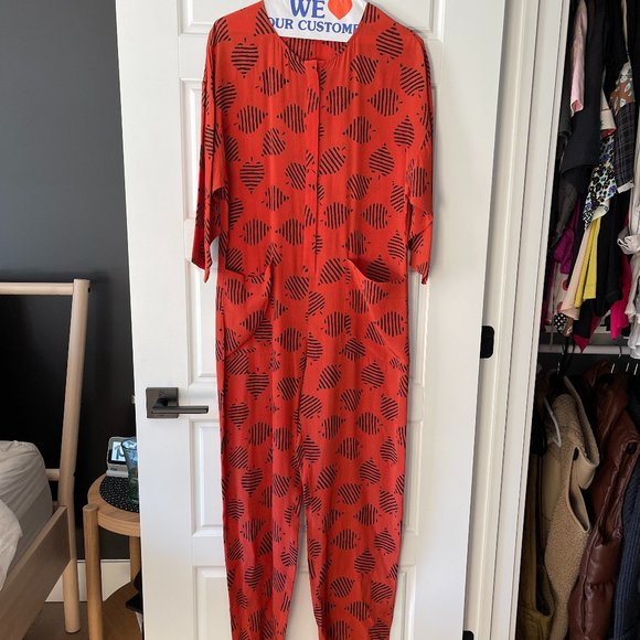 Cienne NY Pants - Cienne NY Silk Jumpsuit - Sz M Poppy Red